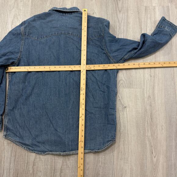 Levis Denim Shirt Mens Large Blue Snap Button Long Sleeve Western Rodeo Workwear - Picture 8 of 9